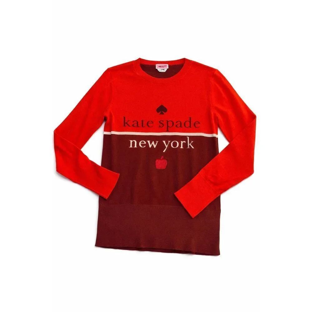 Kate Spade New York Red Colorblock Logo Sweater Size XS New